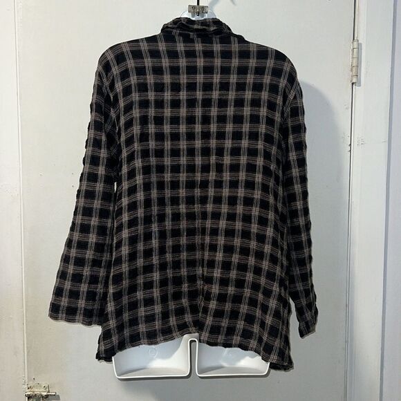 NICHE NILGUN DERMAN Plaid Lagenlook Asymmetrical Lightweight Over shirt-M - Picture 4 of 9